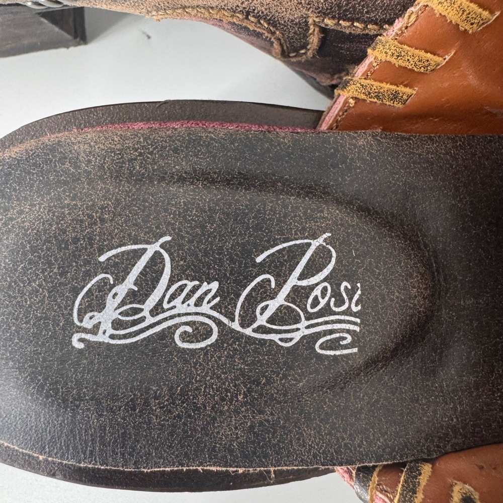 Dan Post Womens Pink Leather Western Mules Pointed Toe Heart Floral Clogs 9.5 M - Picture 8 of 11